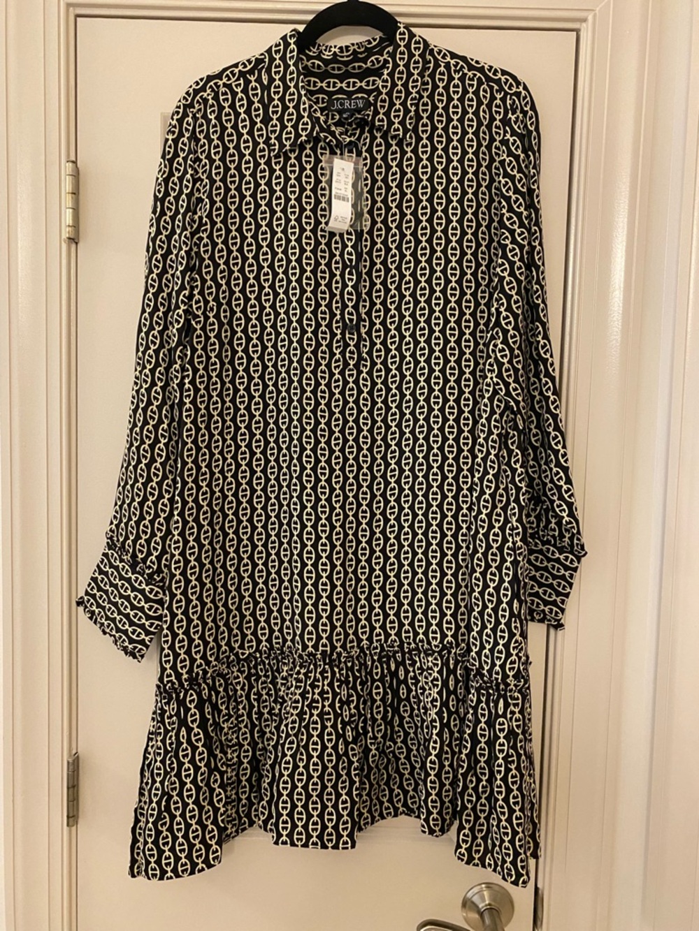 NWT J. Crew XL Amelia Popover Shirtdress Chain Link Print